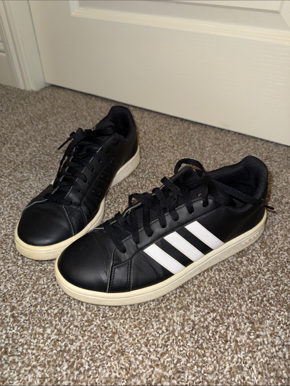 adidas Black Sneakers with White Stripes